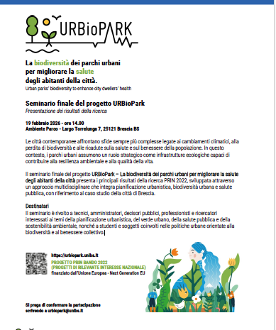 Seminario finale del progetto URBioPark – Presentazione dei risultati della ricerca, Brescia, 19 febbraio 2026